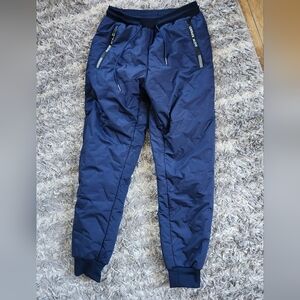 Small Navy Womens Plush Fleece Lined Windbreaker Joggers With Drawstring